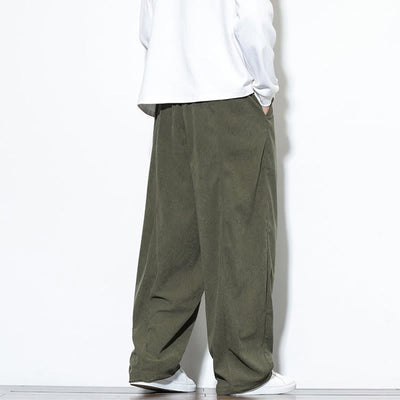 Buddha Stones Plain Drawstring Pure Corduroy Men's Harem Pants With Pockets - image 6
