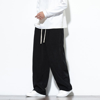 Buddha Stones Plain Drawstring Pure Corduroy Men's Harem Pants With Pockets - image 24