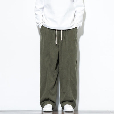 Buddha Stones Plain Drawstring Pure Corduroy Men's Harem Pants With Pockets - image 1