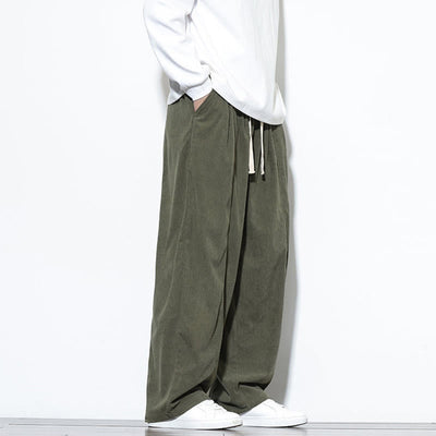 Buddha Stones Plain Drawstring Pure Corduroy Men's Harem Pants With Pockets - image 8