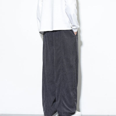 Buddha Stones Plain Drawstring Pure Corduroy Men's Harem Pants With Pockets - image 12