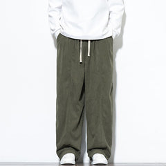 Buddha Stones Plain Drawstring Pure Corduroy Men's Harem Pants With Pockets - OliveDrab - US/UK/AU46，EU56 (5XL) - image 0
