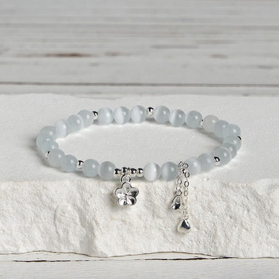 Buddha Stones Natural Cat's Eye Cherry Blossom Peace Bracelet - image 2