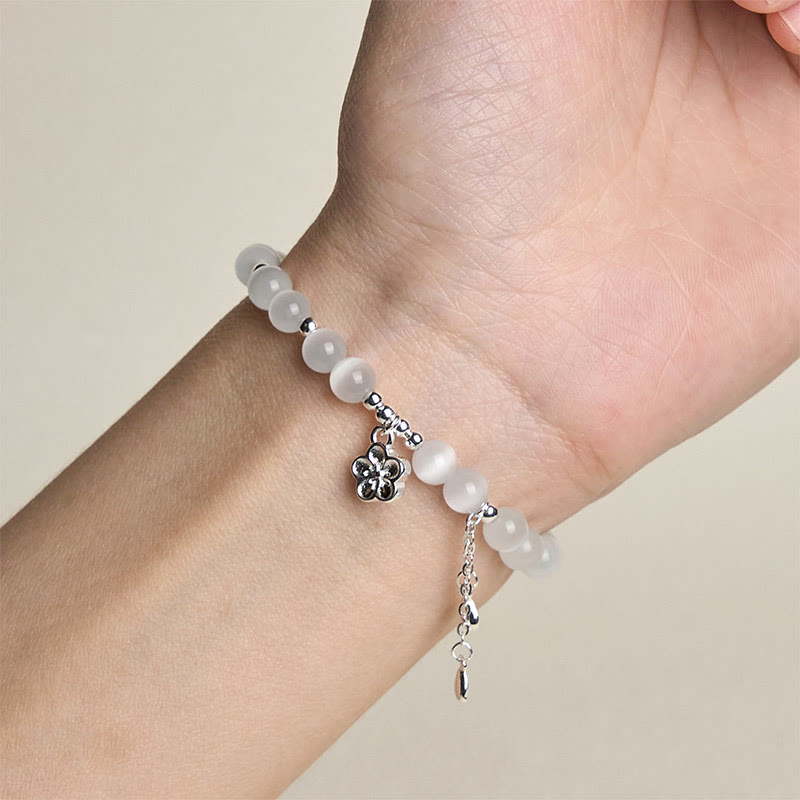 Buddha Stones Natural Cat's Eye Cherry Blossom Peace Bracelet - image 4