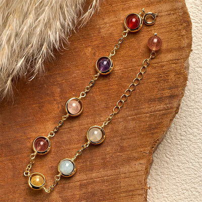 Buddha Stones Colorful Crystal Amethyst Strawberry Quartz Balance Bracelet - image 4
