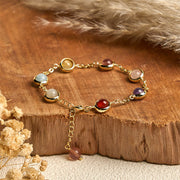 Bracelet d'équilibre Foviel en cristal coloré, améthyste et quartz fraise