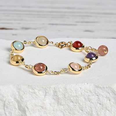 Buddha Stones Colorful Crystal Amethyst Strawberry Quartz Balance Bracelet - image 2