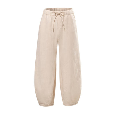 Buddha Stones Daily Drawstring Chinese Zen Style Men's Wide Leg Pure Pants With Pockets - image 9