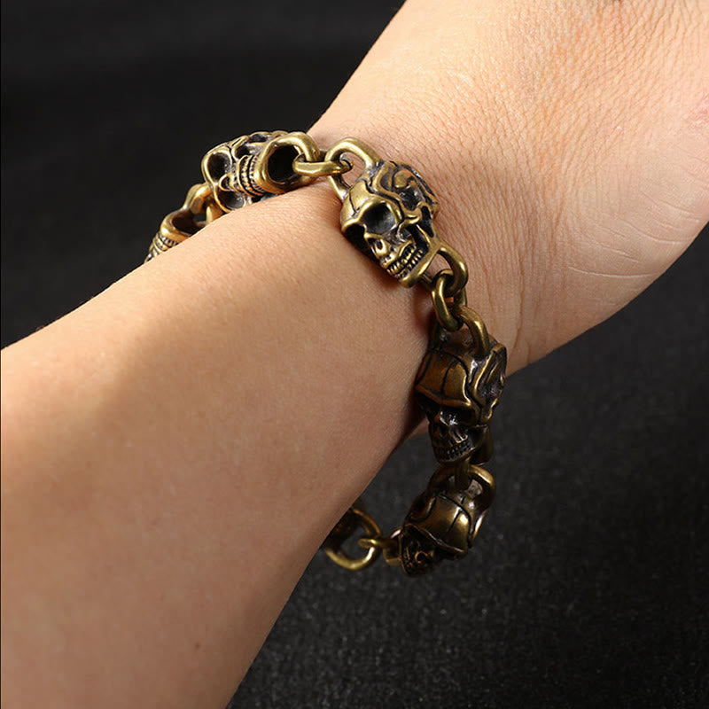 Buddha Stones Retro Copper Brass Skull The Lord Of The Corpse Forest Protection Bracelet - image 4