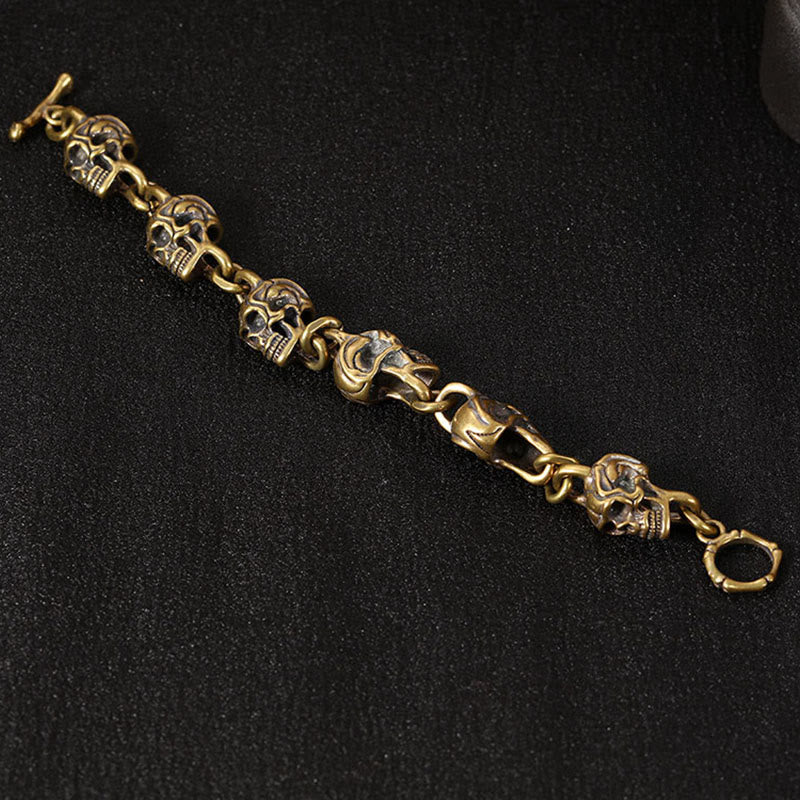 Buddha Stones Retro Copper Brass Skull The Lord Of The Corpse Forest Protection Bracelet - image 9