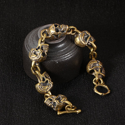 Buddha Stones Retro Copper Brass Skull The Lord Of The Corpse Forest Protection Bracelet - image 8