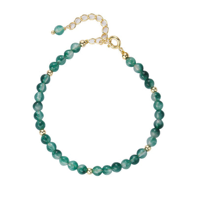 Buddha Stones 14K Gold Plated Natural Moss Agate Healing Bracelet - image 5