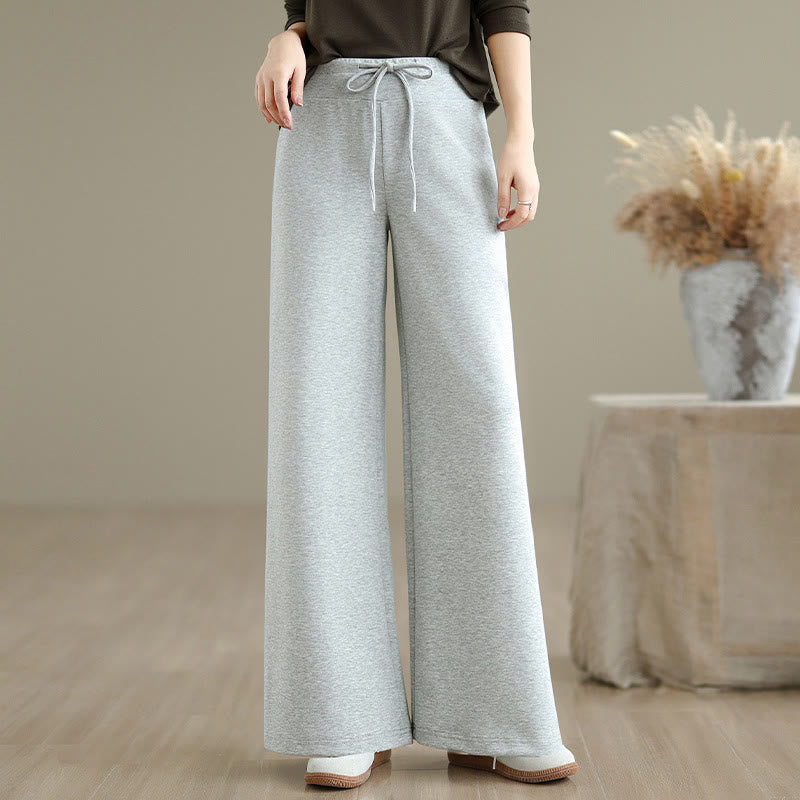 Buddha Stones Plain Drawstring Cotton Polyester Women's Wide Leg Pants With Pockets - image 14