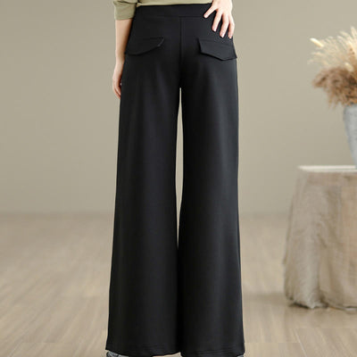 Buddha Stones Plain Drawstring Cotton Polyester Women's Wide Leg Pants With Pockets - image 18