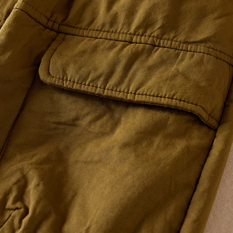 Buddha Stones Plain Cotton-padded Women's Harem Cotton Thick Pants With Pockets - image 4