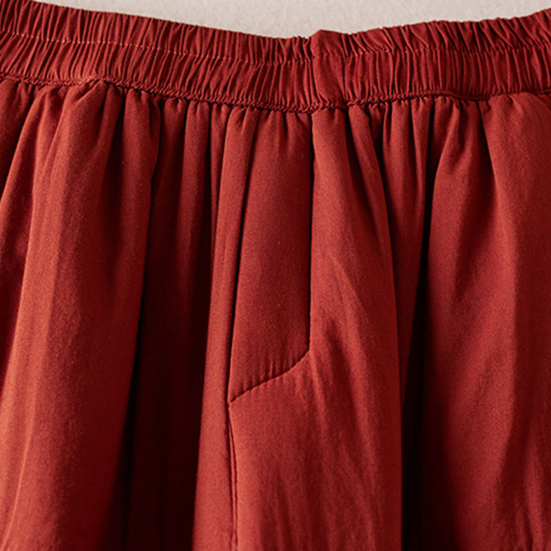 Buddha Stones Plain Cotton-padded Women's Harem Cotton Thick Pants With Pockets - image 17