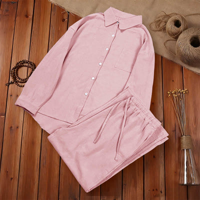 Buddha Stones 2Pcs Long Sleeve Shirt Top With Pockets Drawstring Pants Meditation Cotton Clothing Women's Set - image 7