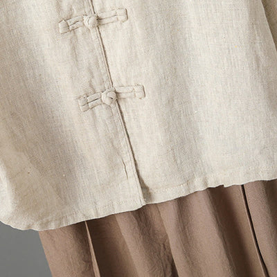 Buddha Stones Casual Women's Embroidery Long Sleeve Stand Collar Cotton Shirt - image 6