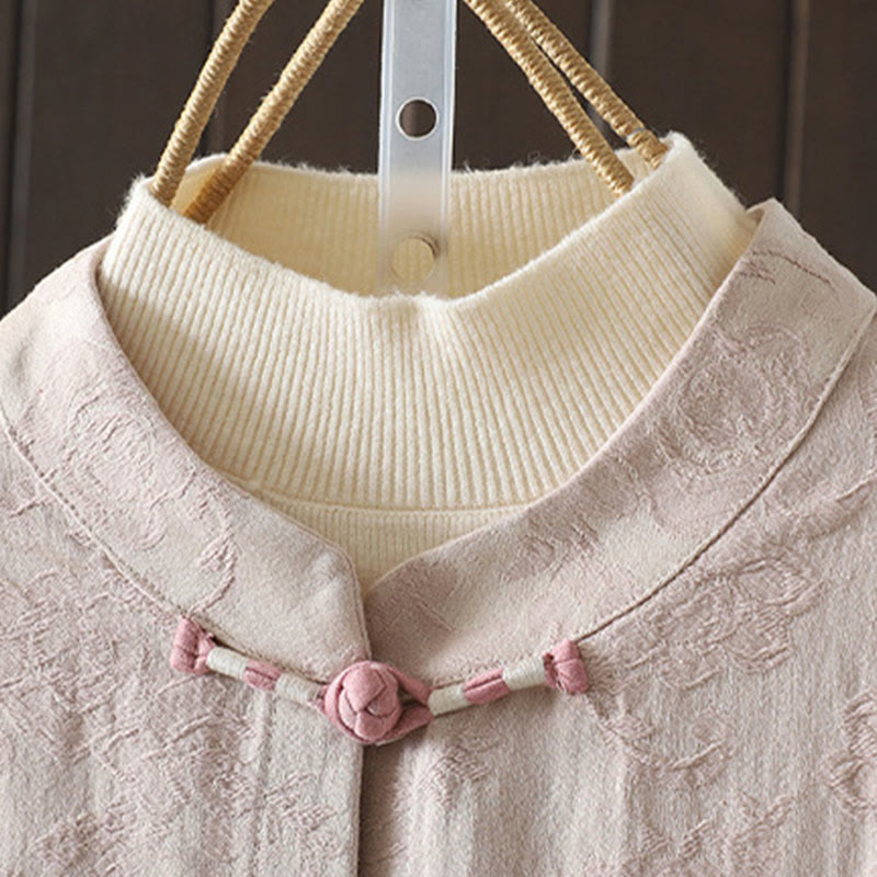 Buddha Stones Casual Women's Flower Pattern Long Sleeve Stand Collar Shirt - image 2
