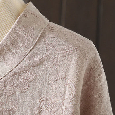 Buddha Stones Casual Women's Flower Pattern Long Sleeve Stand Collar Shirt - image 6