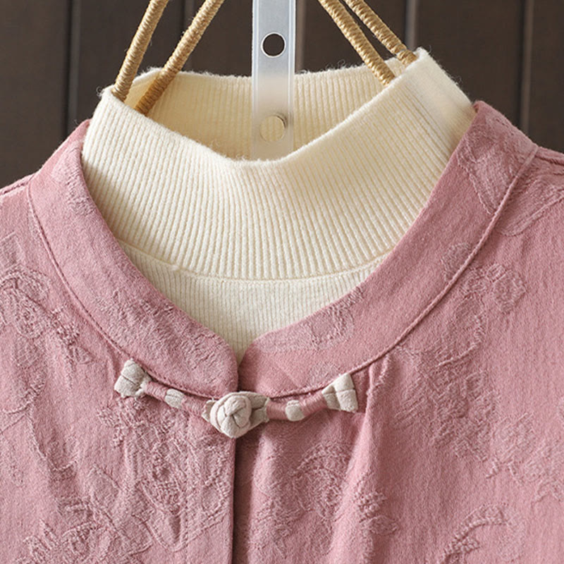Buddha Stones Casual Women's Flower Pattern Long Sleeve Stand Collar Shirt - image 11