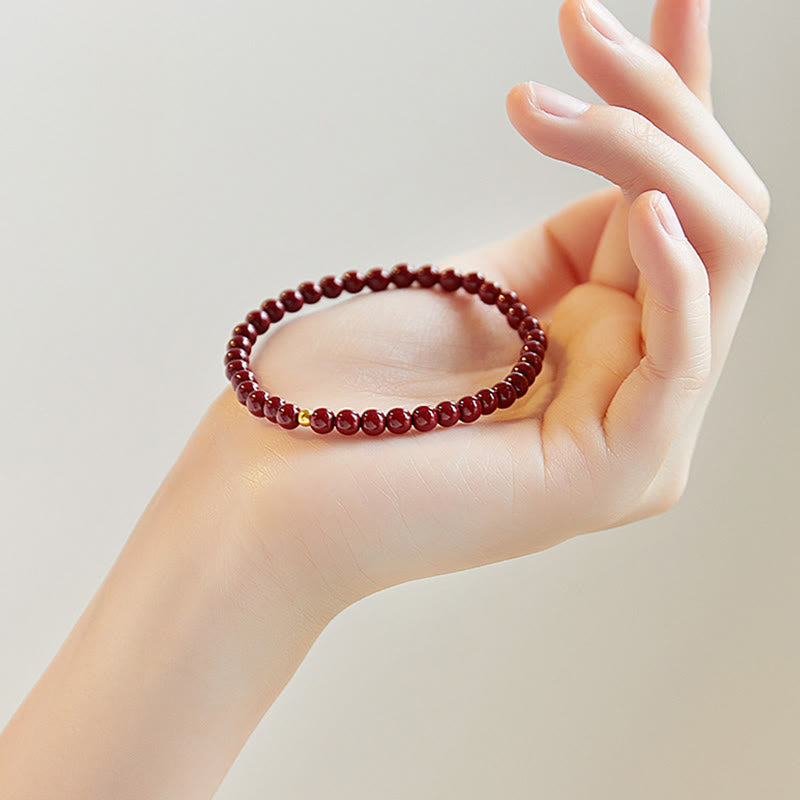 Buddha Stones 925 Sterling Silver Cinnabar Beads Blessing Bracelet - image 1