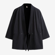 Foviel Solid Color Lace-up Three Quarter Sleeve Open Front Jacket Men's Kimono