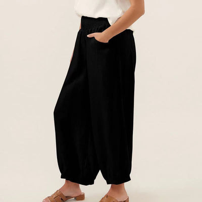 Buddha Stones Plain Color Cotton Women's Harem Pants With Pockets - image 3