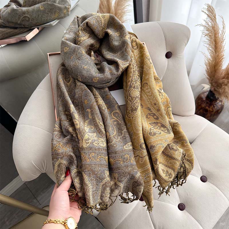 Buddha Stones Spring Floral Paisley Pattern Scarf Shawl With Tassels - image 14