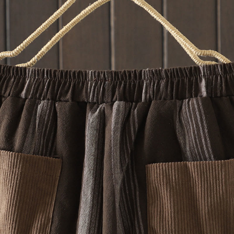 Buddha Stones Commute Thermal Striped Cotton Women's Harem Pants With Pockets - image 3
