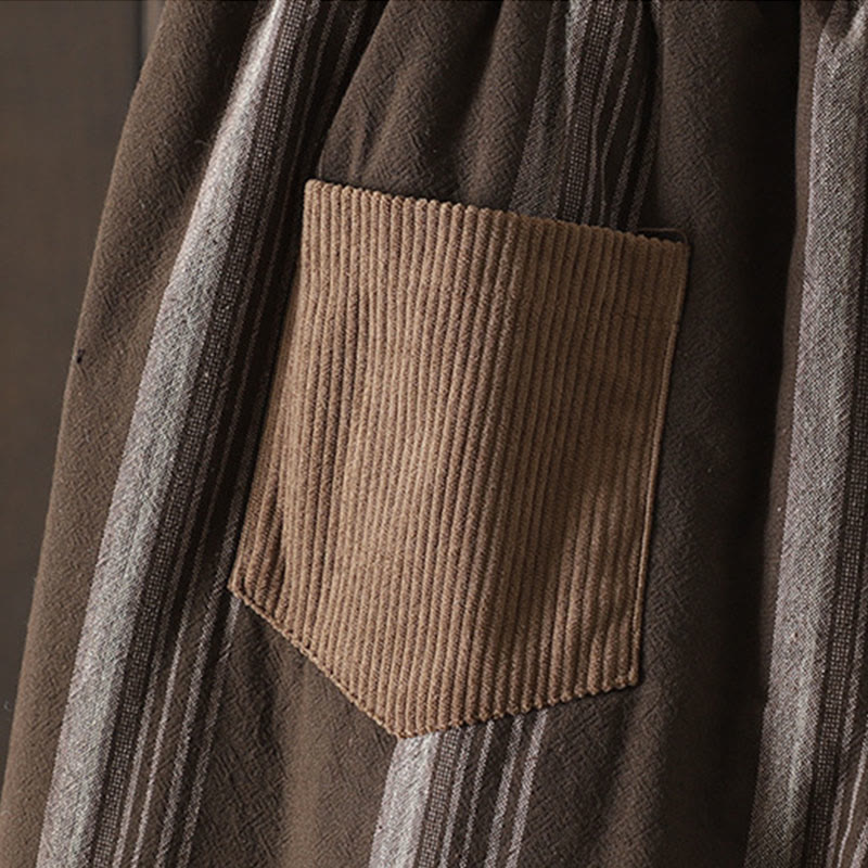 Buddha Stones Commute Thermal Striped Cotton Women's Harem Pants With Pockets - image 5