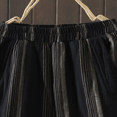 Buddha Stones Commute Thermal Striped Cotton Women's Harem Pants With Pockets - image 10