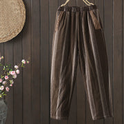 Foviel Commute Thermische gestreifte Baumwolle Damen Harem Hose mit Taschen