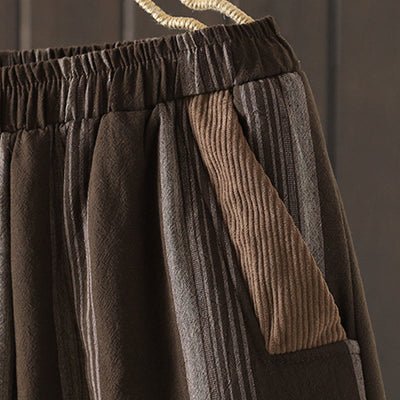 Buddha Stones Commute Thermal Striped Cotton Women's Harem Pants With Pockets - image 4