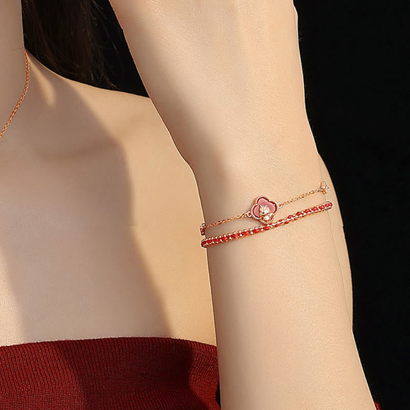 Buddha Stones 925 Sterling Silver Year Of The Horse Red Agate Hetian Jade Confidence Bracelet - image 5