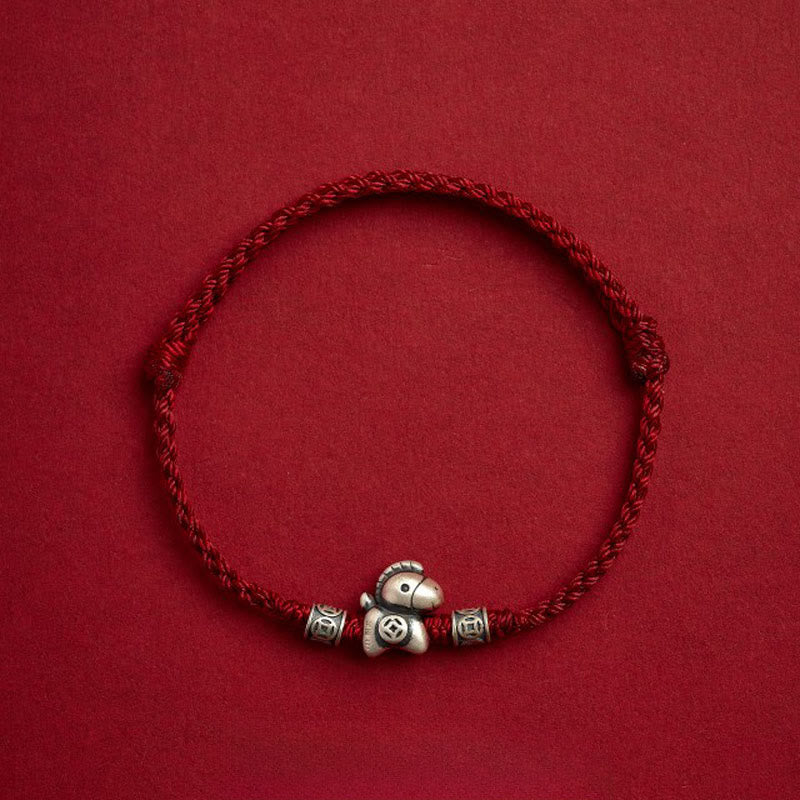 Buddha Stones Year of the Horse 999 Sterling Silver String Braided Protection Bracelet - Dark Red(Wrist Circumference 14-21cm) - image 10