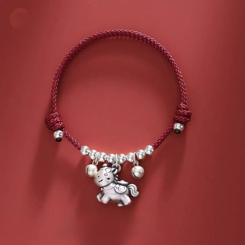 Buddha Stones Year of the Horse 999 Sterling Silver String Braided Protection Bracelet - Fu Character Red(Wrist Circumference 14-21cm) - image 18