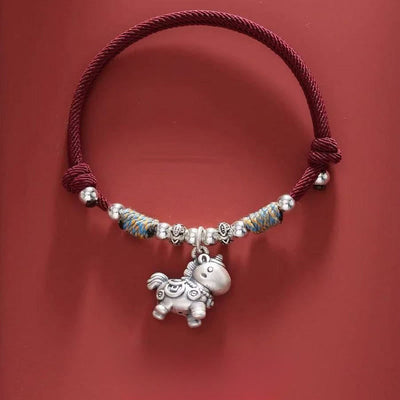 Buddha Stones Year of the Horse 999 Sterling Silver String Braided Protection Bracelet - Copper Coins Dark Red(Wrist Circumference 14-21cm) - image 19