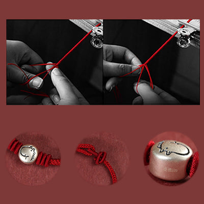Buddha Stones Year of the Horse 999 Sterling Silver Red String Braided Connection Bracelet - image 14