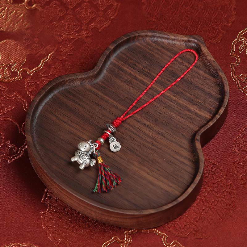 Buddha Stones Year of the Horse 999 Sterling Silver Good Luck Copper Coins Phone Hanging Decoration - image 2