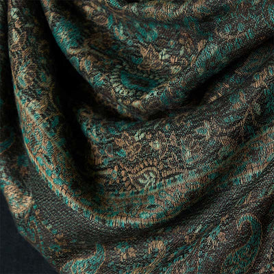 Buddha Stones Spring Green Cashew Flower Geometric Stripes Pattern Tassel Cozy Scarf Shawl - image 4