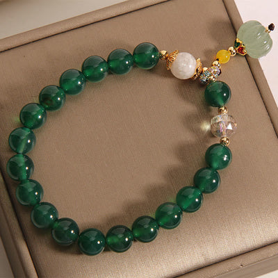 Buddha Stones Green Crystal Pumpkin Bead Relax Calm Bracelet - image 4