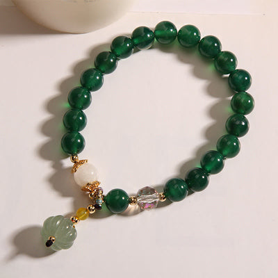 Buddha Stones Green Crystal Pumpkin Bead Relax Calm Bracelet - image 6