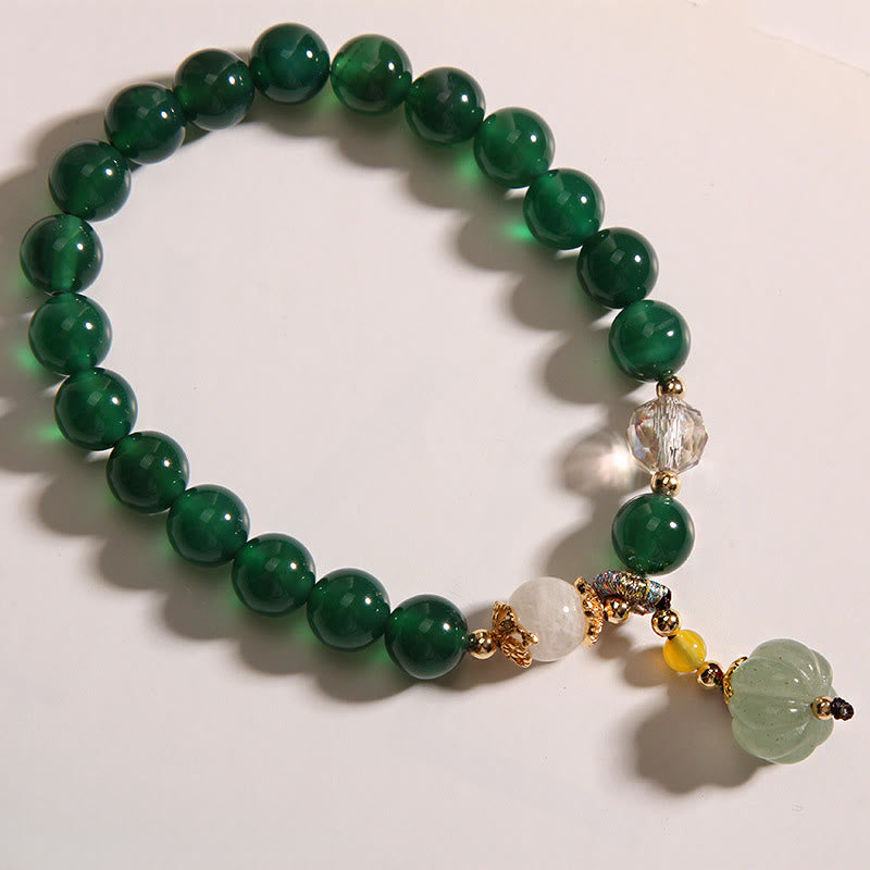 Buddha Stones Green Crystal Pumpkin Bead Relax Calm Bracelet - image 7
