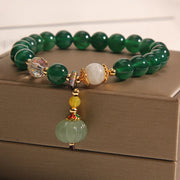 Bracelet de relaxation apaisant Foviel avec perle citrouille en cristal vert