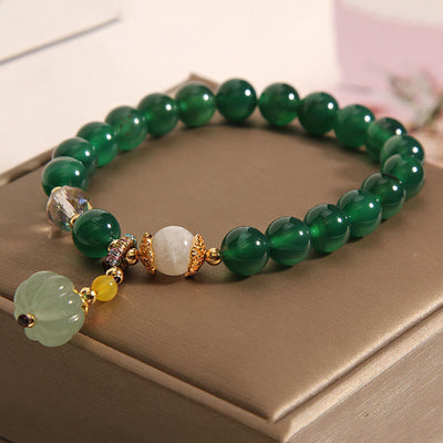 Buddha Stones Green Crystal Pumpkin Bead Relax Calm Bracelet - image 1