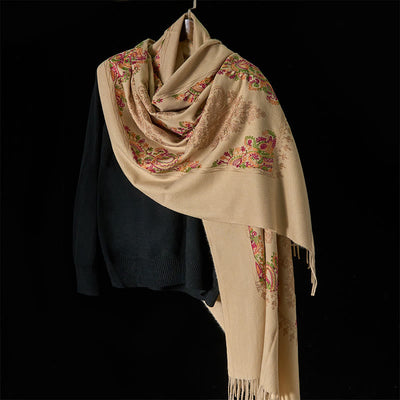 Buddha Stones Winter Colorful Vines Flowers Pattern Tassel Cozy Scarf Shawl - image 8