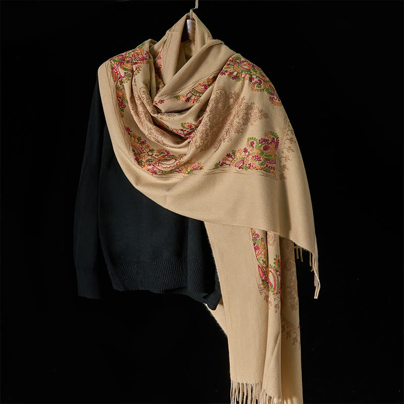 Buddha Stones Winter Colorful Vines Flowers Pattern Tassel Cozy Scarf Shawl - image 8