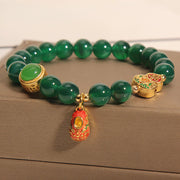 Foviel Natural Green Agate Gourd Tiger Shoes Pattern Hope Bracelet