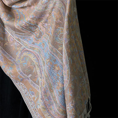 Buddha Stones Spring Cashew Flower Leaves Vines Geometric Pattern Tassel Soft Scarf Shawl - image 15